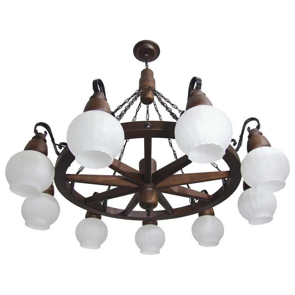Lustre Roda De Carroça Envelhecido 9 Lâmpadas 609E - 1