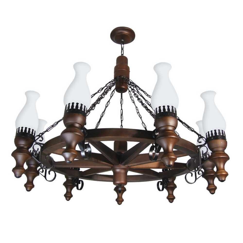 Lustre Roda De Carroça Envelhecido 9 Lâmpadas 909E - 1