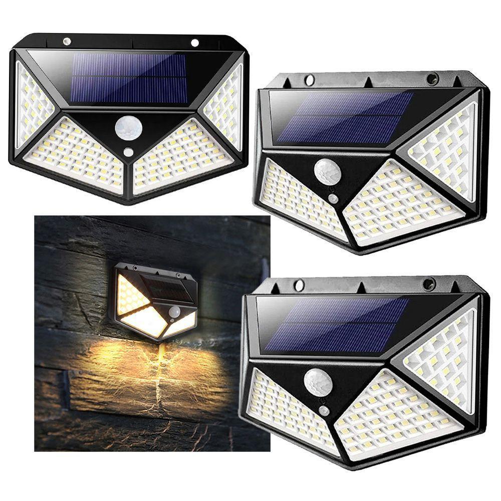 Luminaria Andarela Solar Sensor Movimento 100 Leds Kit 3 Und - 1