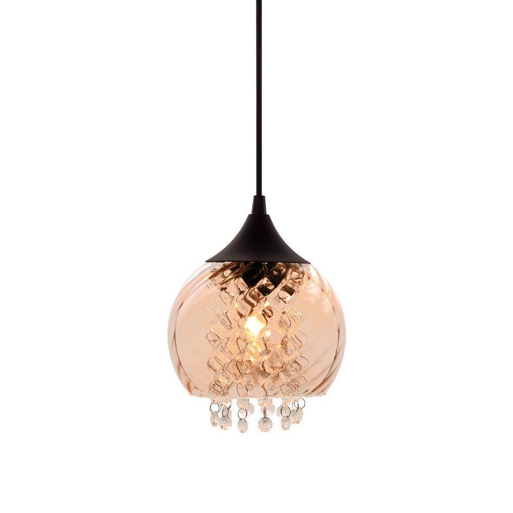 Lustre Pendente Cristal Elisabeth Rigato Conhaque E27 Bivolt Taschibra - 3