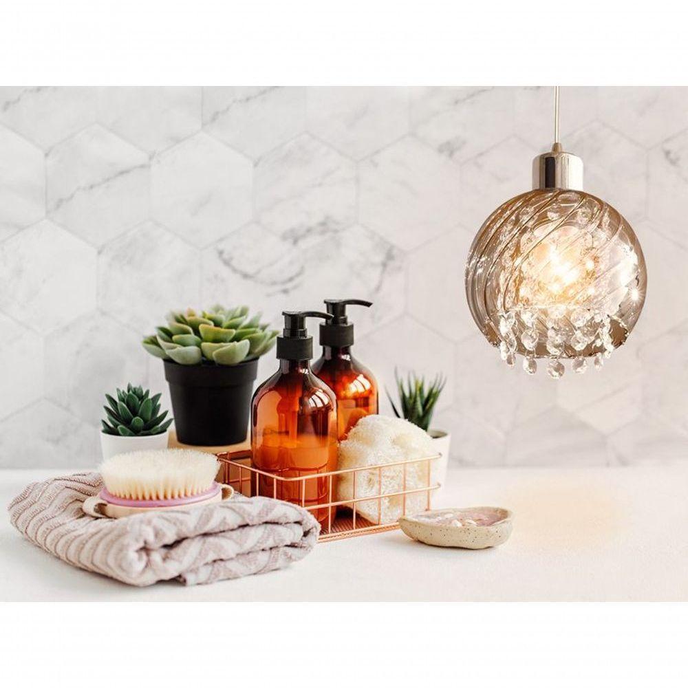 Lustre Pendente Cristal Diana Elisabeth âmbar E27 Bivolt Taschibra - 2