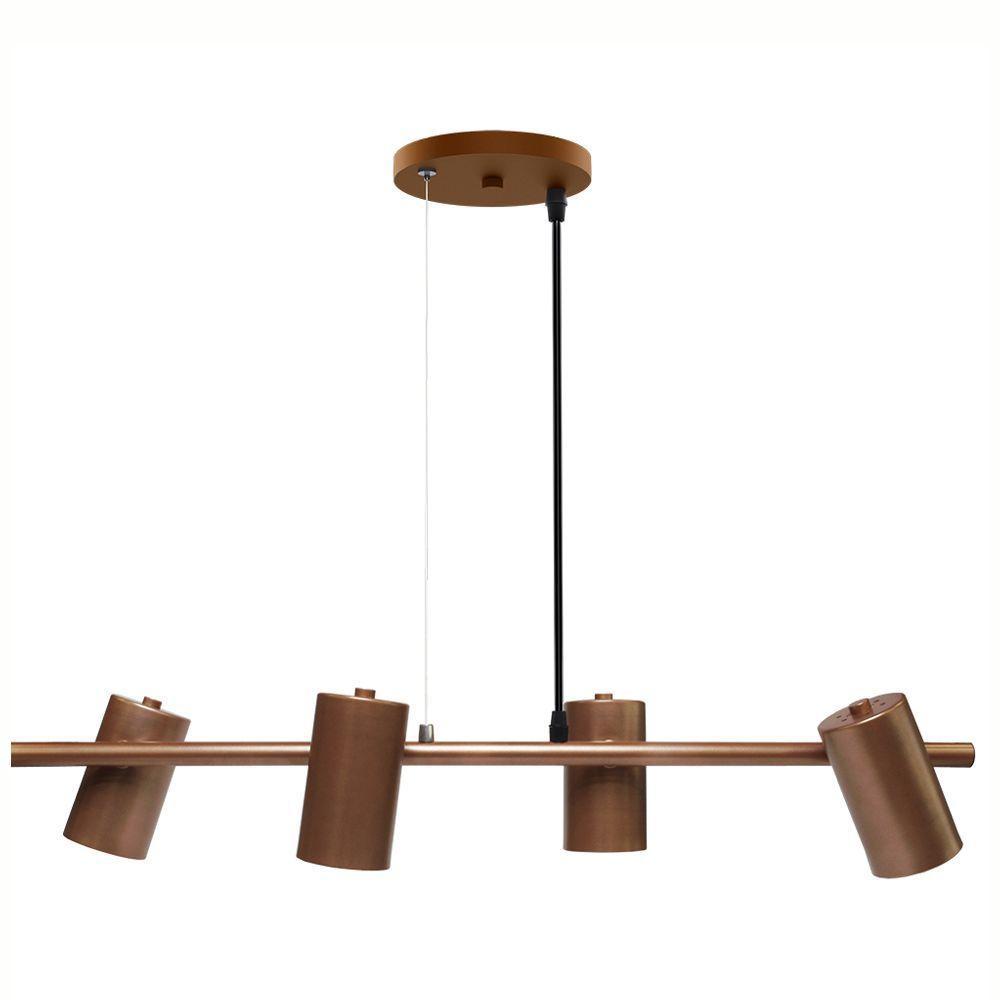Lustre Pendente Taschibra Foccus Cobre Para 4 Lâmpadas Bivolt - 1