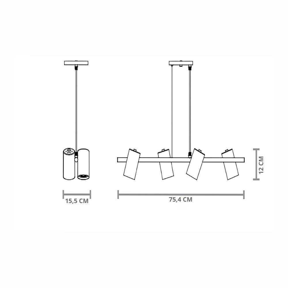 Lustre Pendente Taschibra Foccus Cobre Para 4 Lâmpadas Bivolt - 3