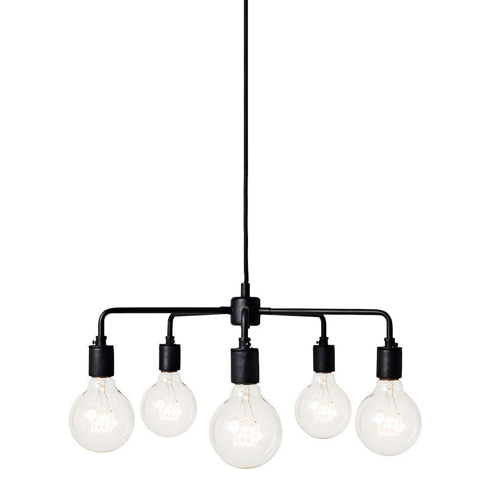 Lustre Pendente Taschibra Drops Preto Para 5 Lâmpadas E27 Bivolt - 1