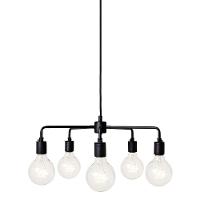 Lustre Pendente Taschibra Drops Preto Para 5 Lâmpadas E27 Bivolt - 1