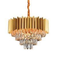 Lustre/Pendente Metal Dourado Com Cristais 7 Lâmpadas E14 - Sindora Iluminação Única Unic - 1