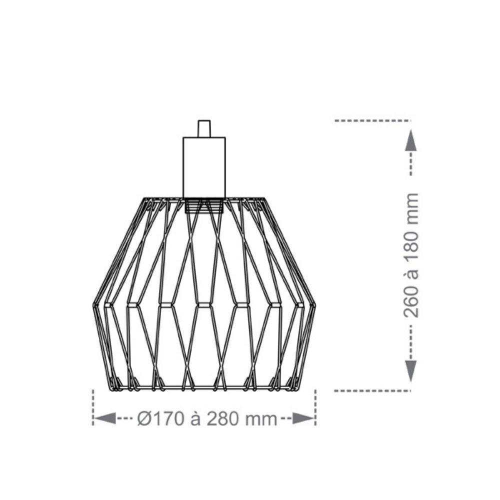 Lustre Pendente Taschibra Forms M 170 Preto E27 Bivolt - 2