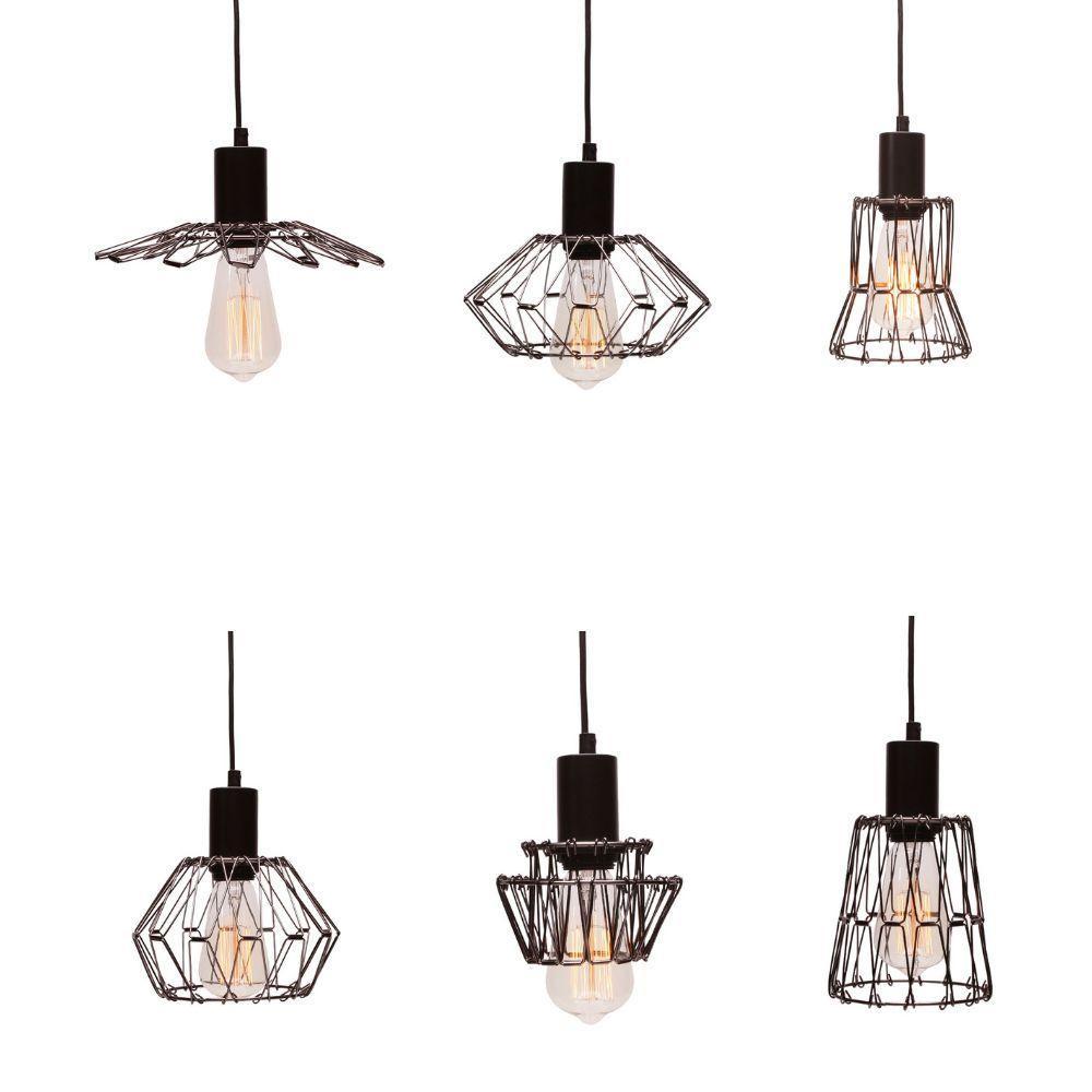 Lustre Pendente Taschibra Forms M 170 Preto E27 Bivolt - 4