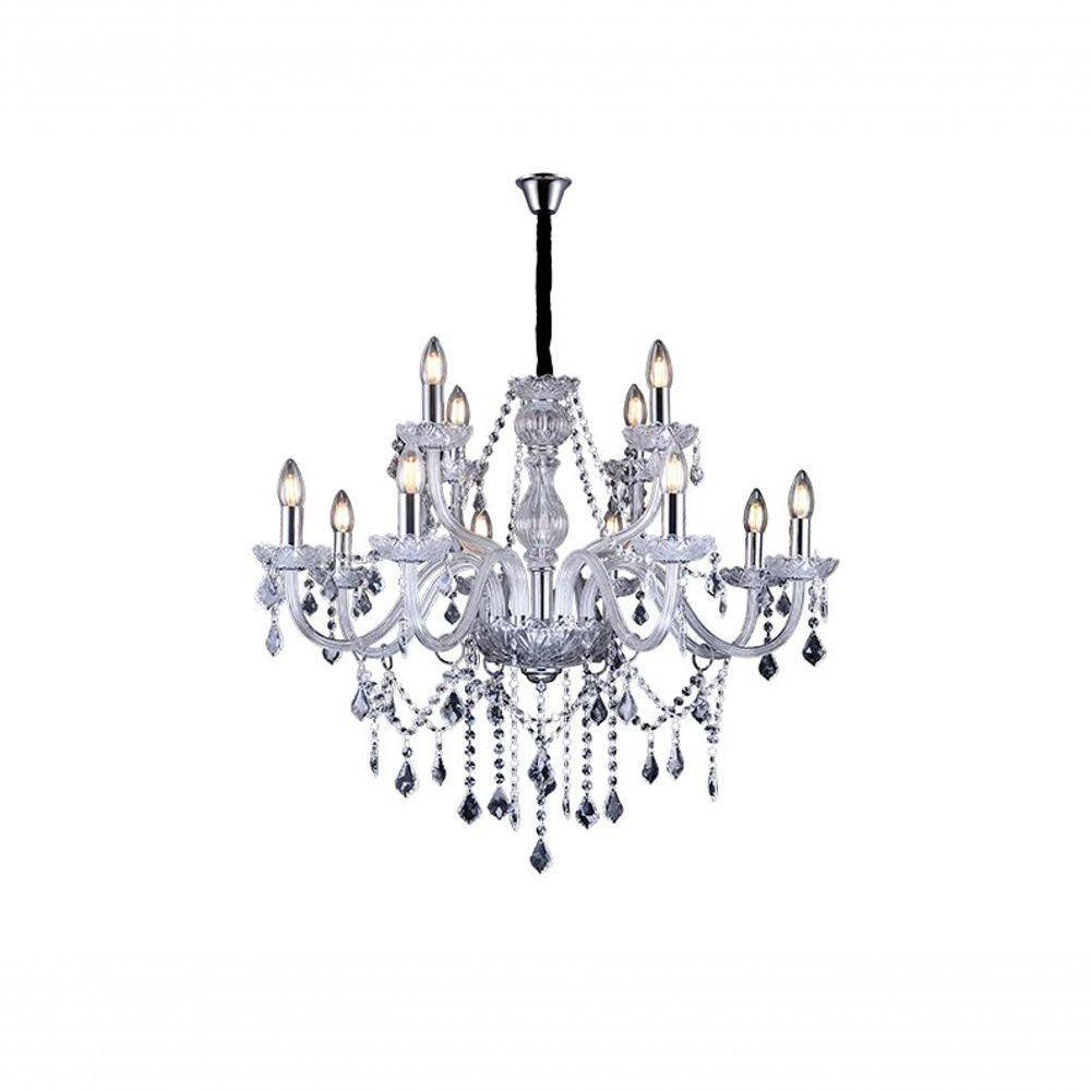 Lustre Glam Maria Tereza Transparente 12 Braços E14 Taschibra - 1