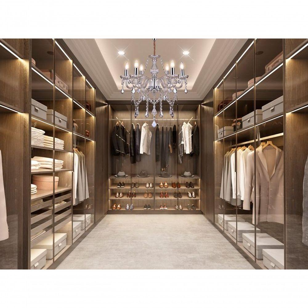 Lustre Glam Maria Tereza Champanhe 6 Braços E14 Taschibra - 4