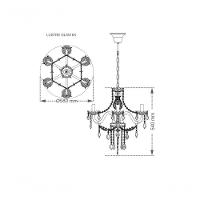 Lustre Glam Maria Tereza Champanhe 6 Braços E14 Taschibra - 6
