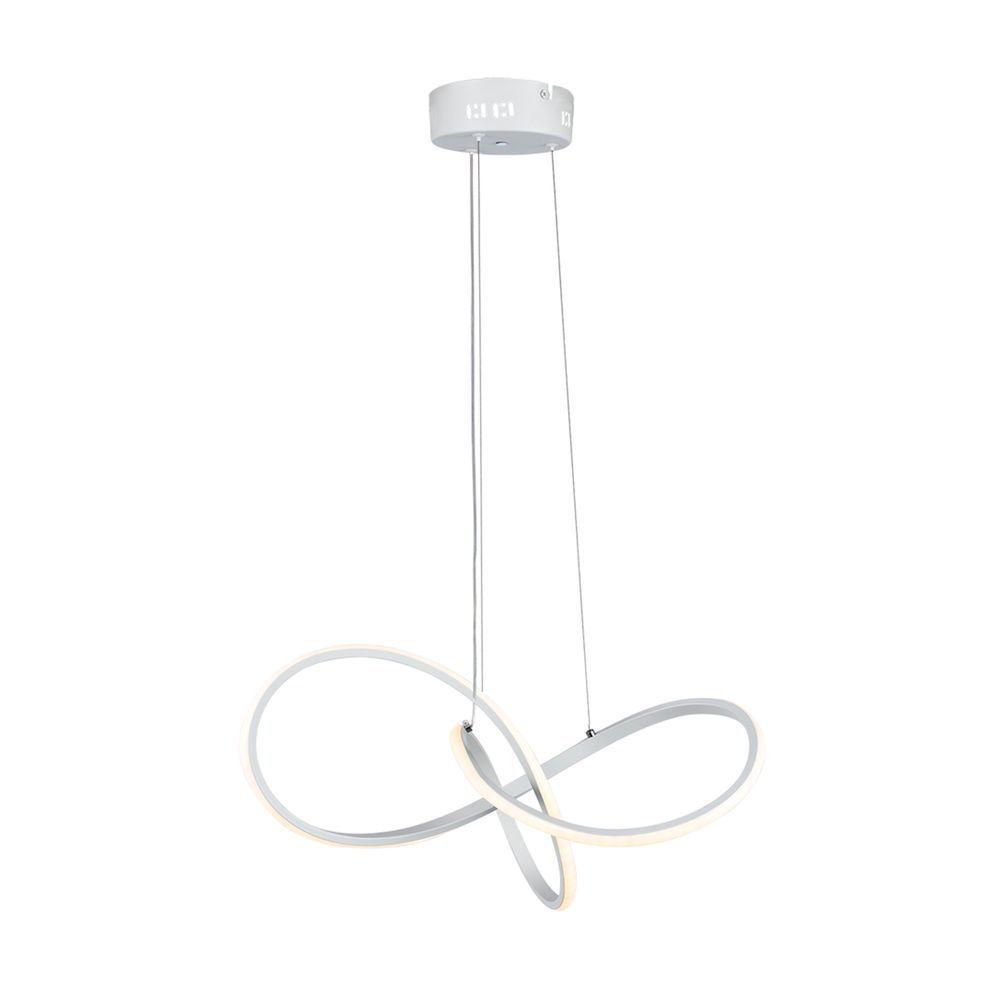 Lustre Pendente Taschibra Design Tóquio 30w Led 45cm Luz Quente 3000k Bivolt Branco - 1