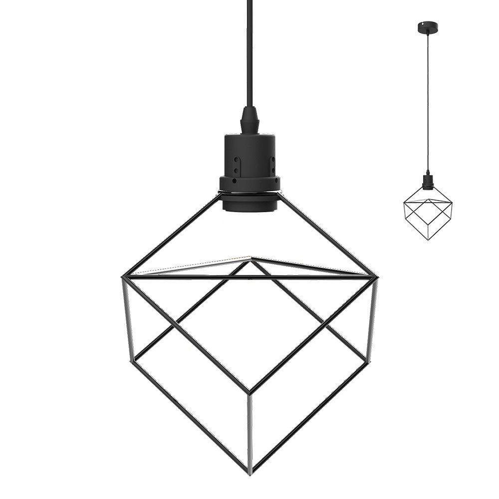 Lustre Pendente Taschibra Cube Preto E27 Bivolt - 1