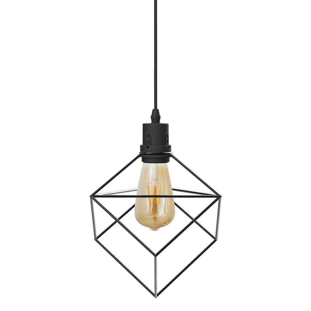 Lustre Pendente Taschibra Cube Preto E27 Bivolt - 3