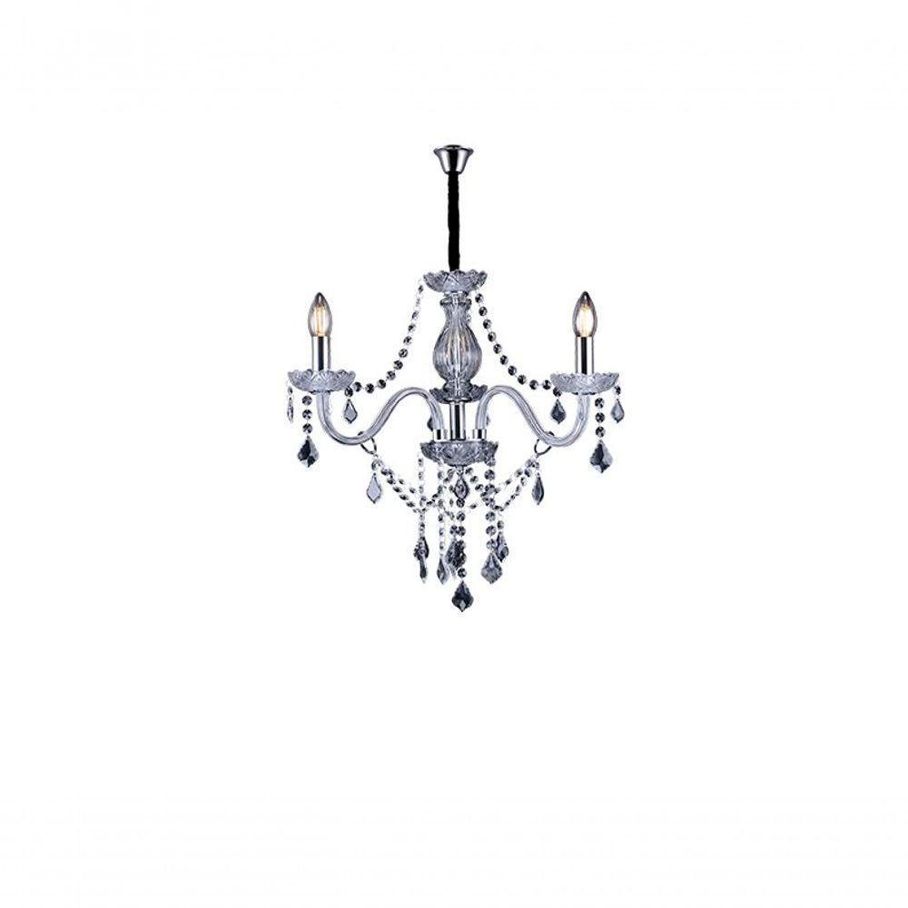 Lustre Glam Maria Tereza Transparente 3 Braços E14 Taschibra - 1