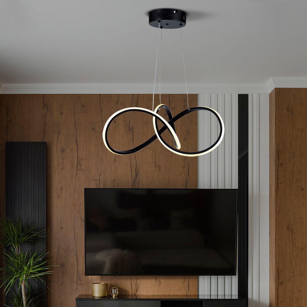 Lustre Pendente Taschibra Design Tóquio 30w Led 45cm Luz Quente 3000k Bivolt Preto - 2