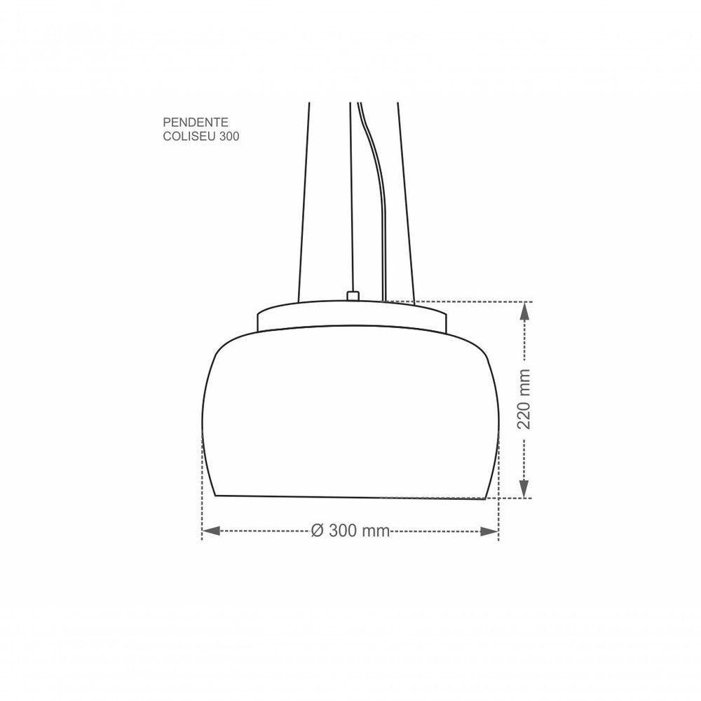 Lustre Pendente Coliseu 300 Fumê E27 Bivolt Taschibra - 3