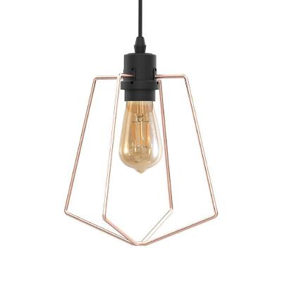 Lustre Pendente Taschibra Aramado Trapeze Dourado E27 Bivolt