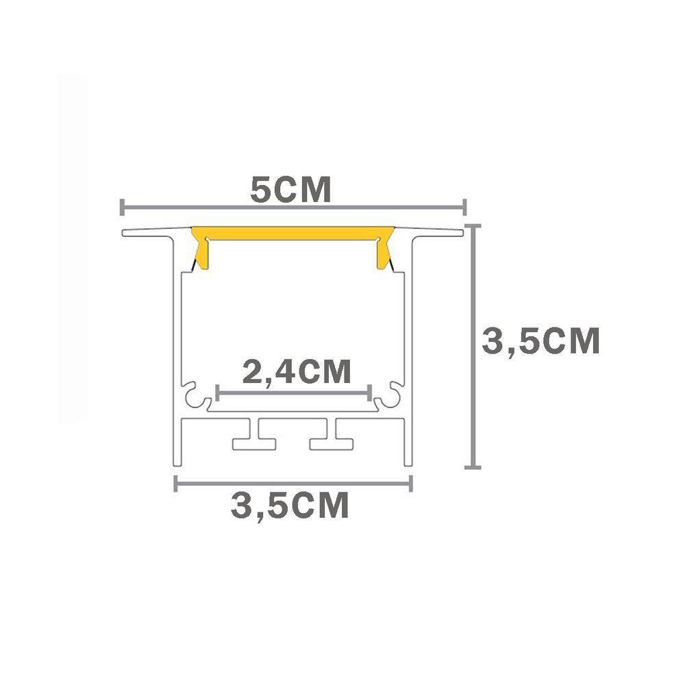Perfil De Embutir Taschibra Para Fita De Led Spire 50 Branco Com 1,5 Metros - 2