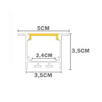 Perfil De Embutir Taschibra Para Fita De Led Spire 50 Branco Com 1,5 Metros - 2