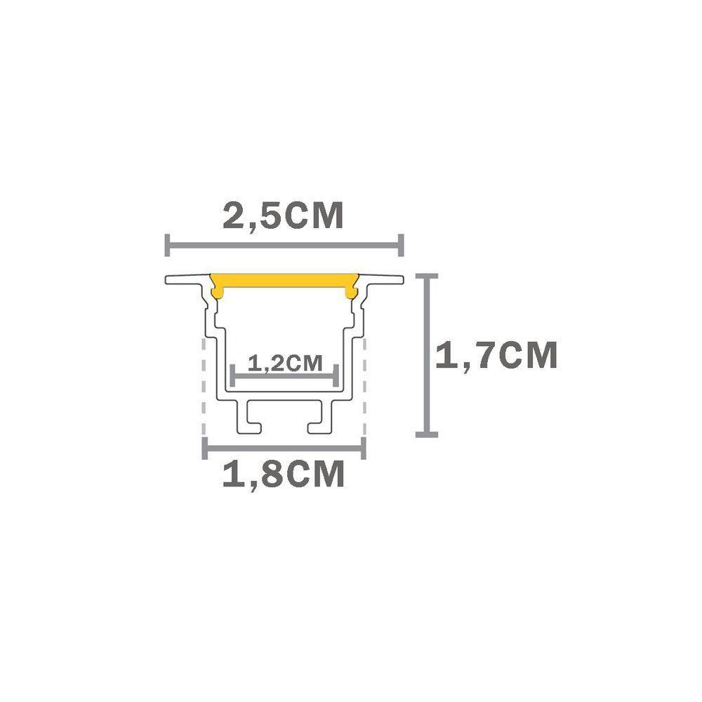Perfil De Embutir Taschibra Para Fita De Led Vertex 25 Com 3 Metros Preto - 2