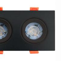 Spot Led Quadrado De Embutir Easy Duplo 10w Preto Bivolt Llum 6500k Luz Fria