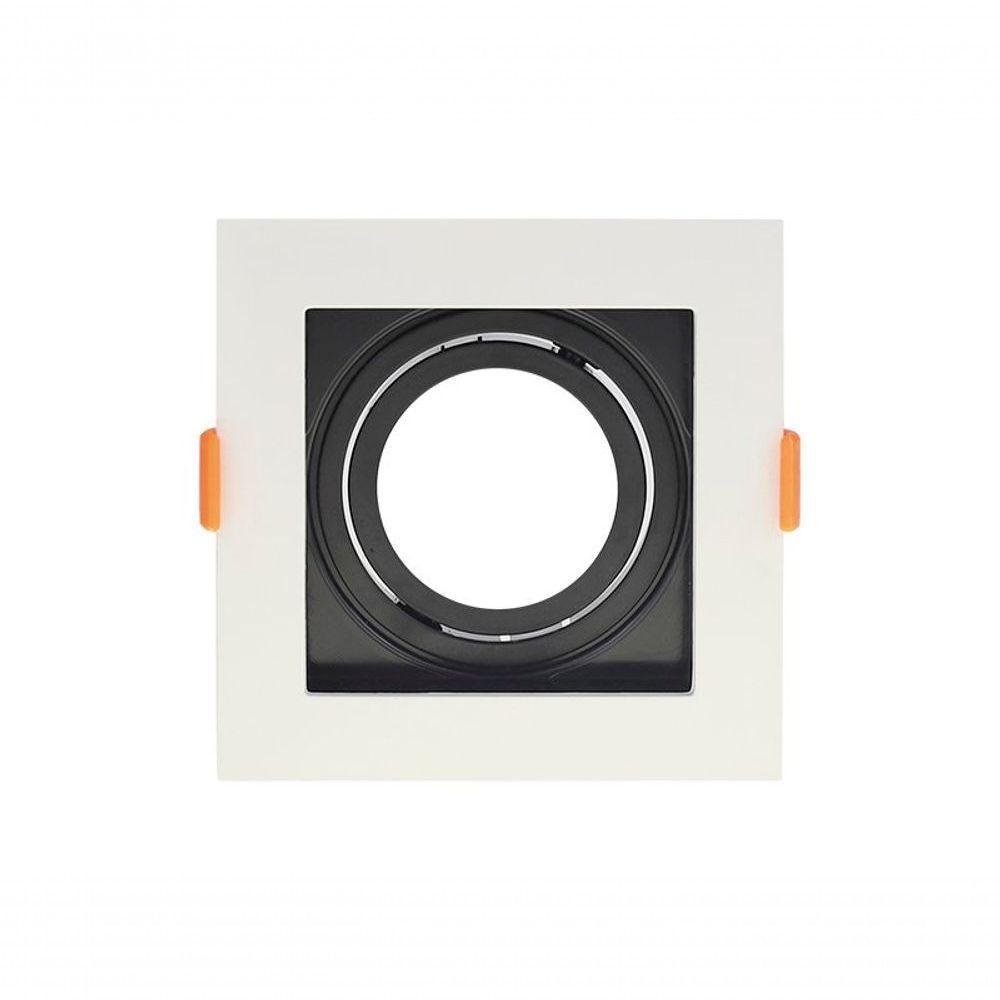 Spot Recuado De Embutir Quadrado Mr16 Branco Com Preto Taschibra - 1