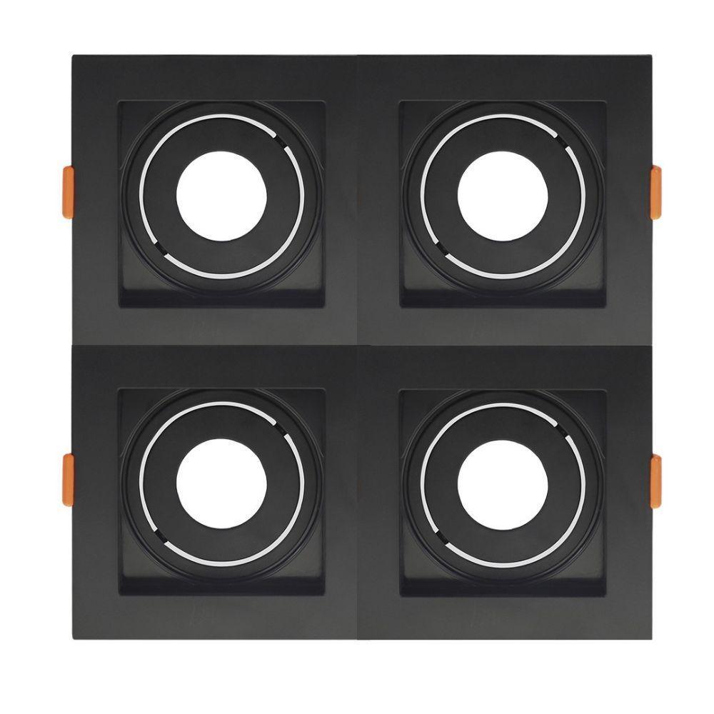 Spot De Embutir Quadrado Recuado Quadruplo Mr11 Direcionável Preto - 1