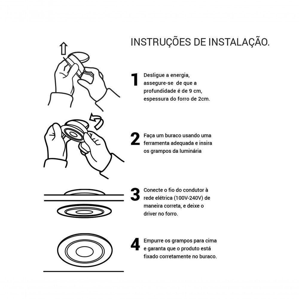 Spot Embutir Redondo Direcional Super Led 3w Cor Da Lâmpada Branco Frio 6000k - 2