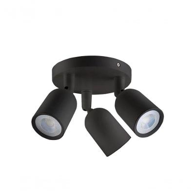 Spot De Led Direct Triplo Mr16 Circular 12w Preto Taschibra 6500k Luz Fria