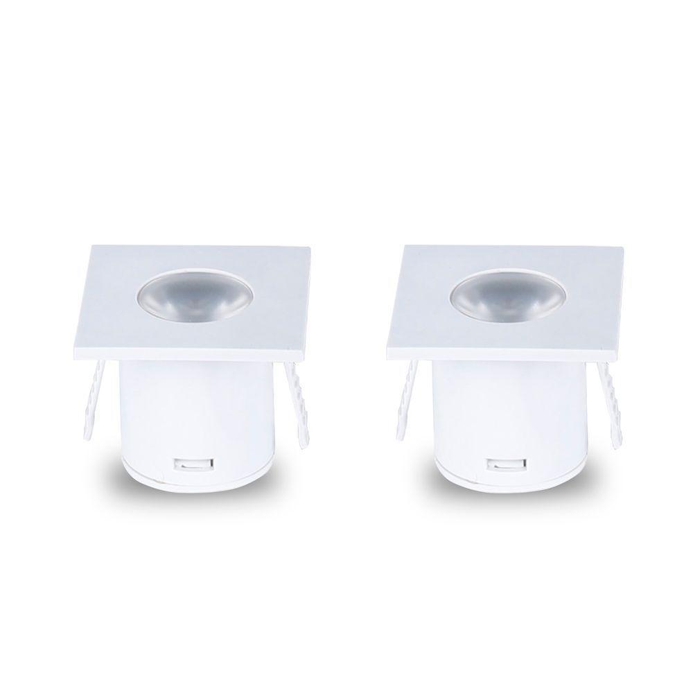 Kit 2 Spot Para Móvel Taschibra Pik Led Quadrado Branco Bivolt 3000k Luz Quente - 1