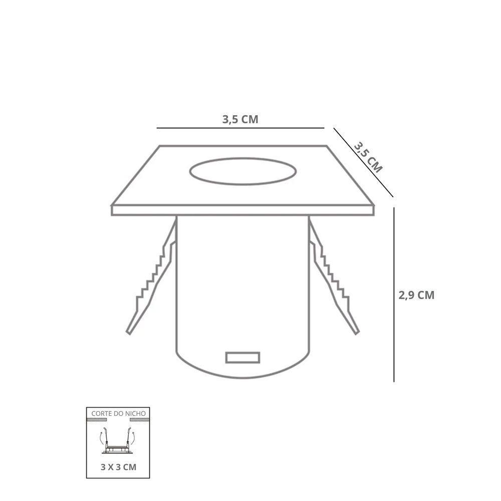 Kit 2 Spot Para Móvel Taschibra Pik Led Quadrado Branco Bivolt 3000k Luz Quente - 2