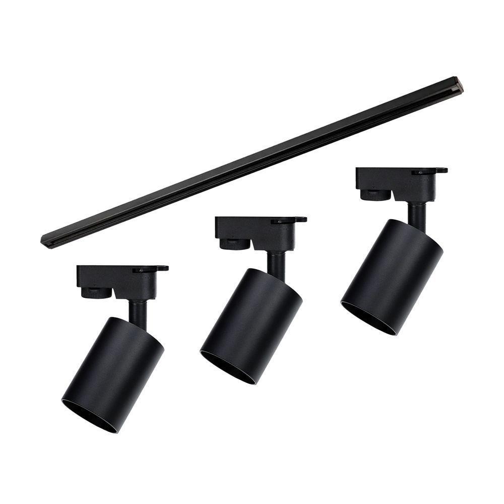 Kit Trilho Taschibra Com 3 Spot Track Mr16 Gu10 Bivolt Preto - 4