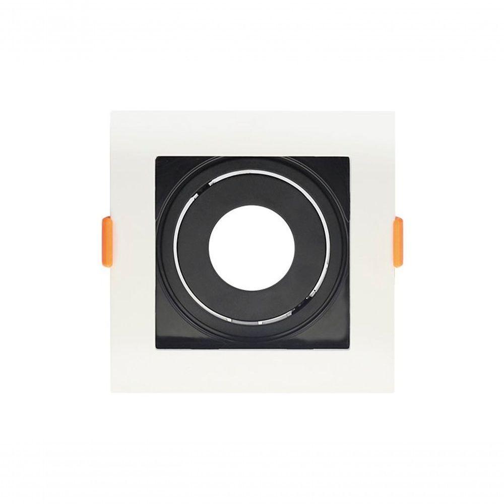 Spot Recuado De Embutir Quadrado Mr11 Branco Com Preto Taschibra - 1