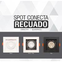 Spot Recuado De Embutir Quadrado Mr11 Branco Com Preto Taschibra - 2