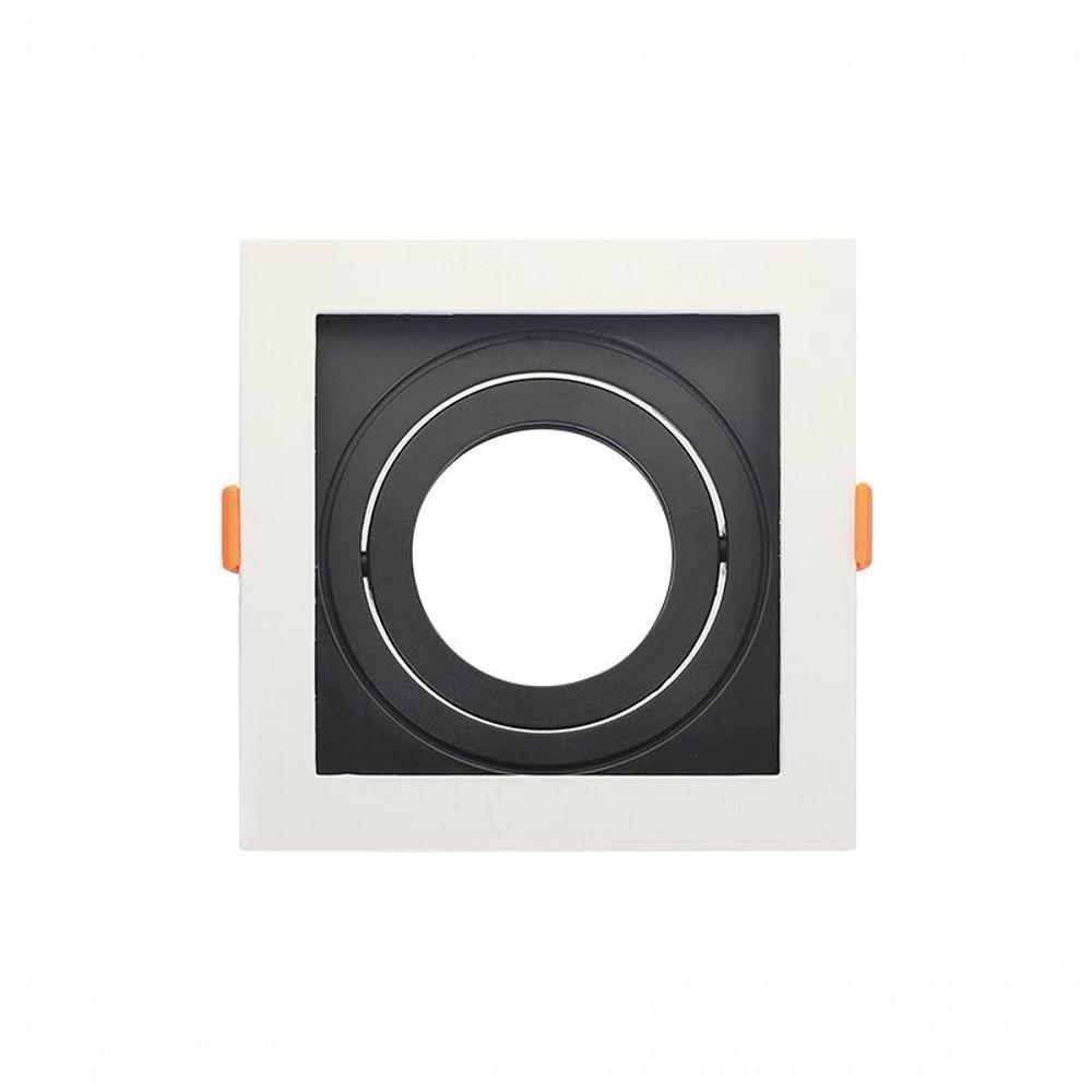 Spot Recuado De Embutir Quadrado Par 20 Branco Com Preto Taschibra - 1