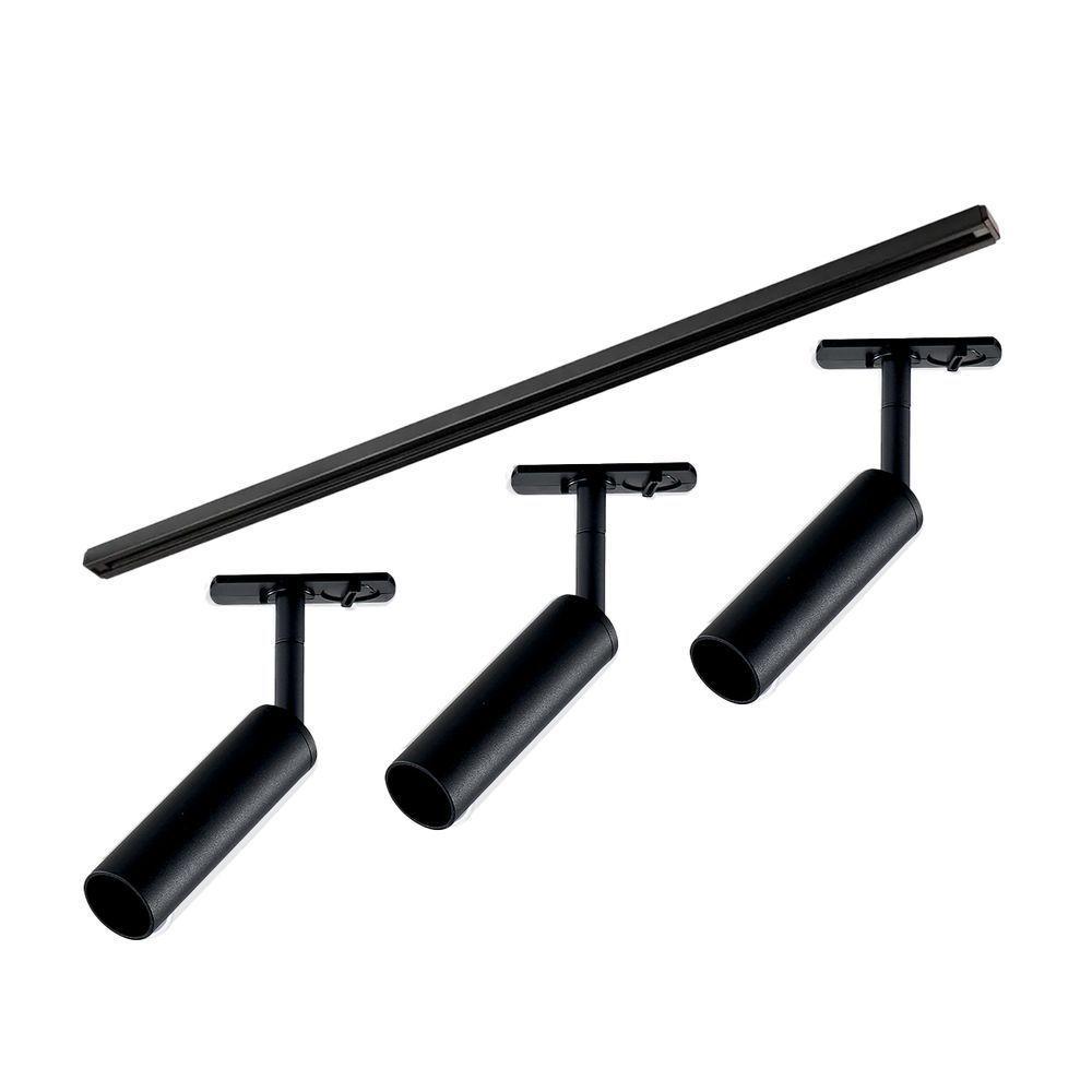 Kit Trilho Taschibra Com 3 Spot Track Mr11 Gu10 Bivolt Preto - 1