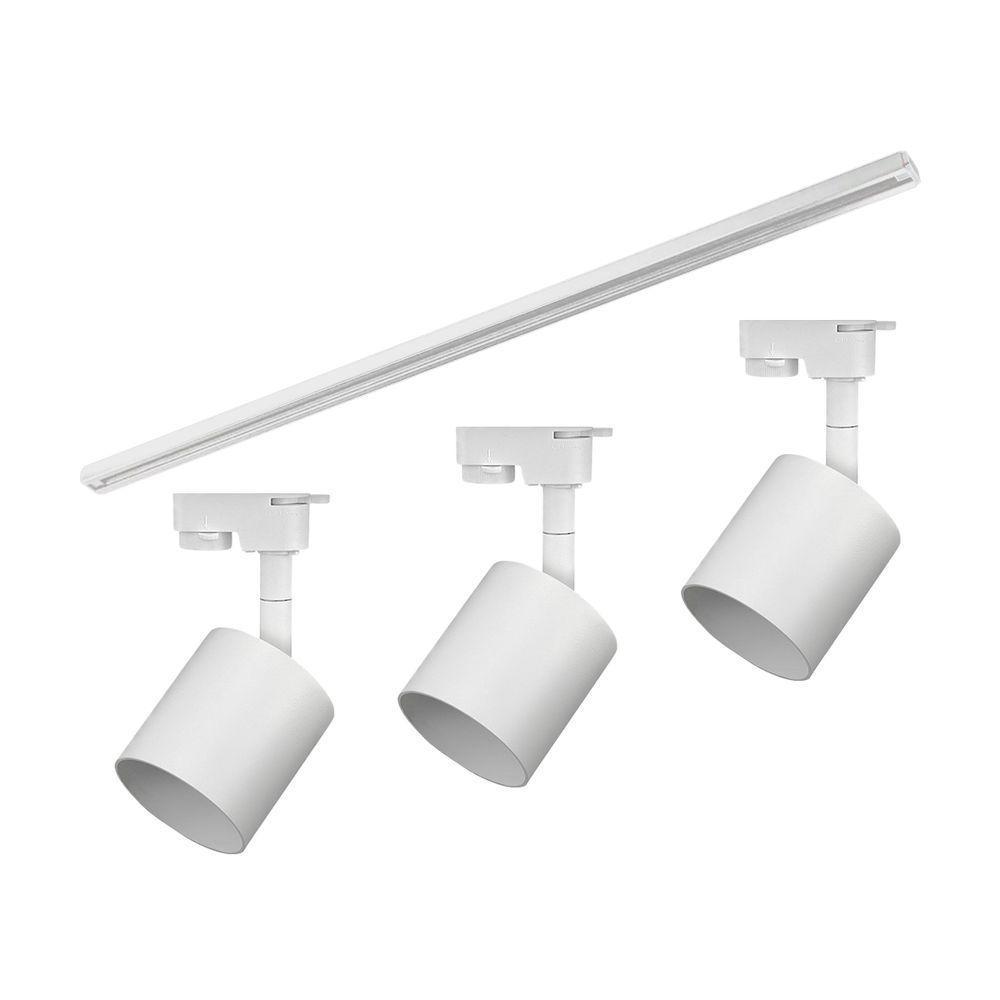 Kit Trilho Taschibra Com 3 Spot Track Ar70 Gu10 Bivolt Branco - 2