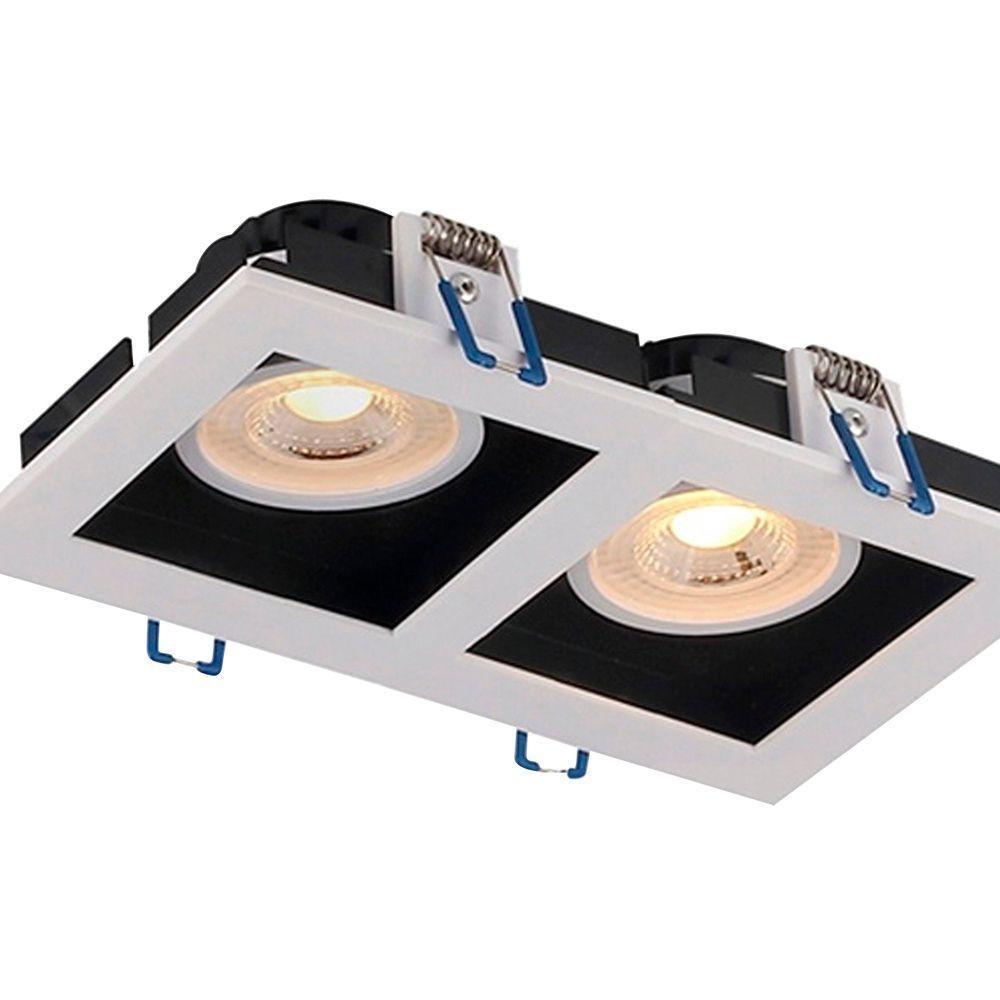 Spot Led Taschibra Quadrado Recuado Duplo Embutir Frame 10w Bivolt 3000k Luz Quente - 1
