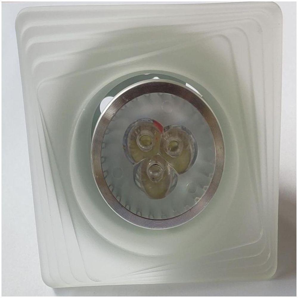 Spot Embutir Branco Quadrado Vidro Com Led 4,8w Led Cor Da Lâmpada 6500k - 3