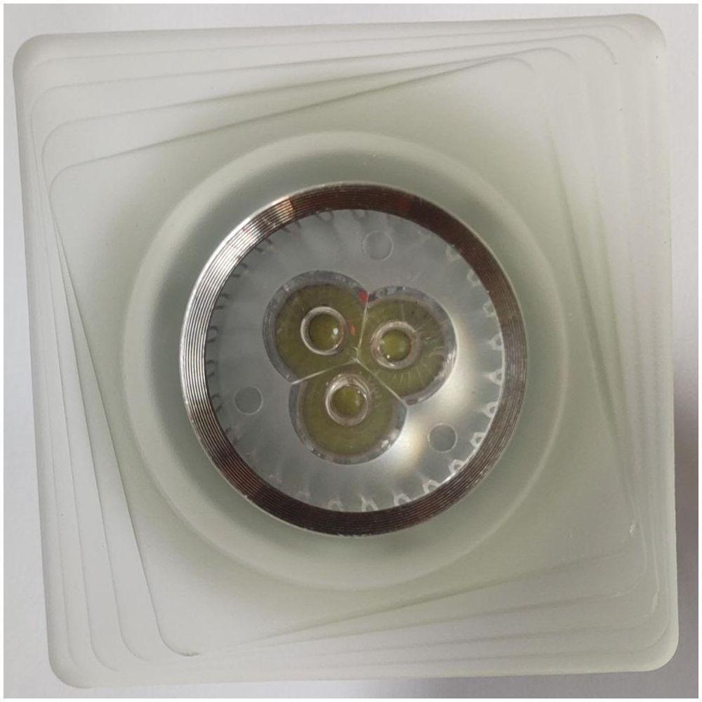 Spot Embutir Branco Quadrado Vidro Com Led 4,8w Led Cor Da Lâmpada 6500k - 4