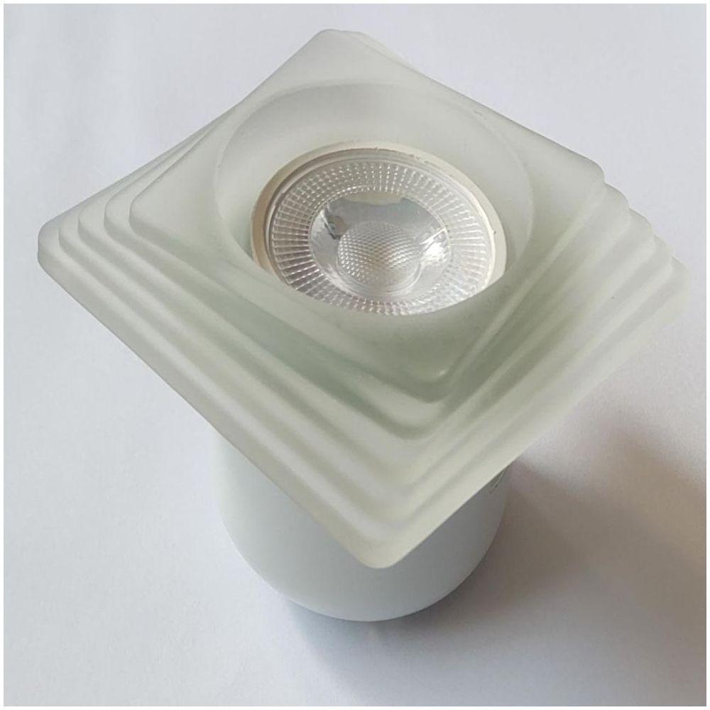Spot Embutir Branco Quadrado Vidro Com Led 4,8w Led Cor Da Lâmpada 6500k - 5