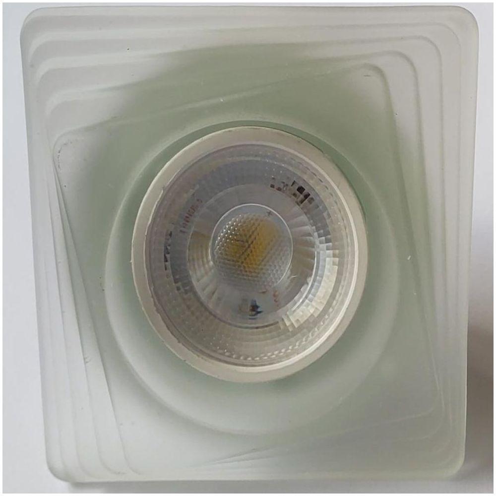 Spot Embutir Branco Quadrado Vidro Com Led 4,8w Led Cor Da Lâmpada 6500k - 6