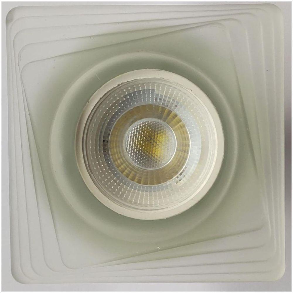 Spot Embutir Branco Quadrado Vidro Com Led 4,8w Led Cor Da Lâmpada 6500k - 10