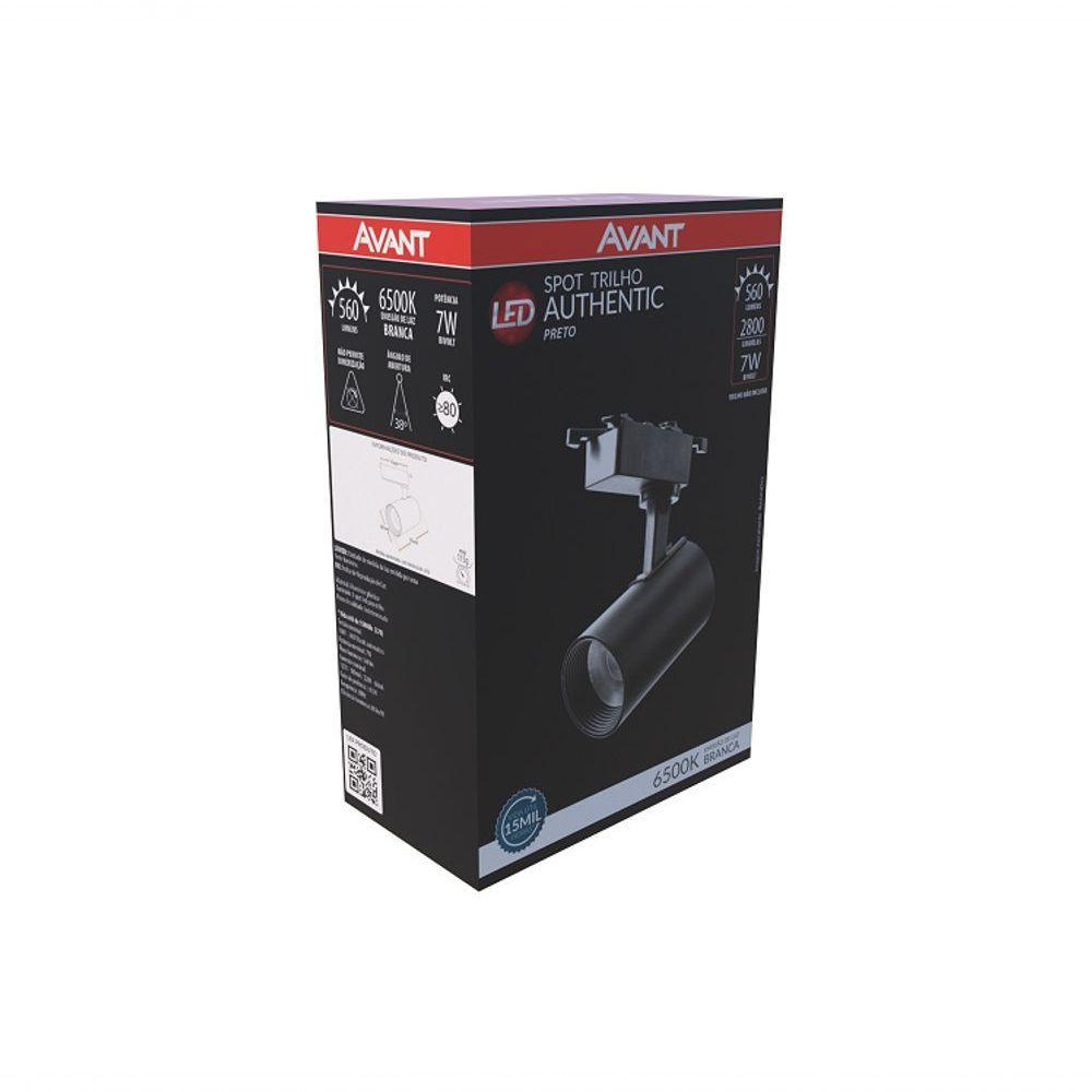 Spot Trilho Authentic Led 7w Preto 6500k Avant - 1