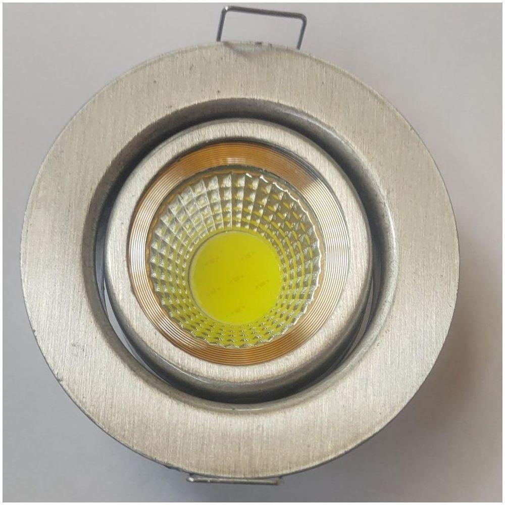 Spot Embutir Redondo Aço Escovado Com Led 4,8W Da Lâmpada Branco Quente 2700K - 1