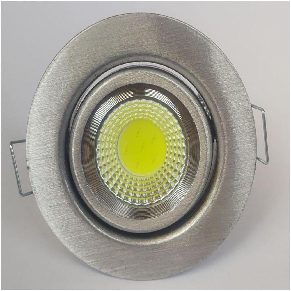 Spot Embutir Redondo Aço Escovado Com Led 4,8W Da Lâmpada Branco Quente 2700K - 7