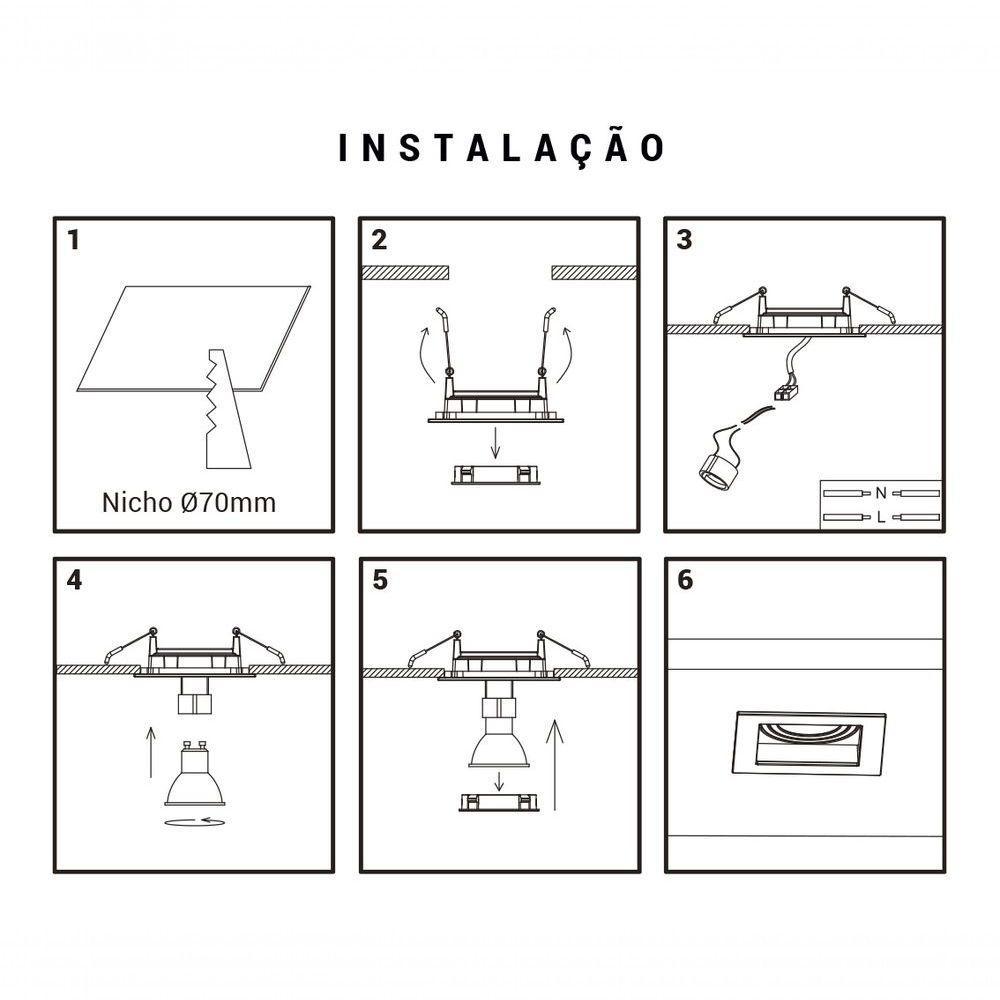 Mini Spot Dicroica De Embutir Recuado Led 3,5W Cor Branco - 2