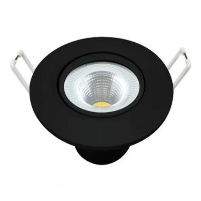 Kit 5 Spot Led 5w Redondo Embutir Branco Frio 9x9cm Preto