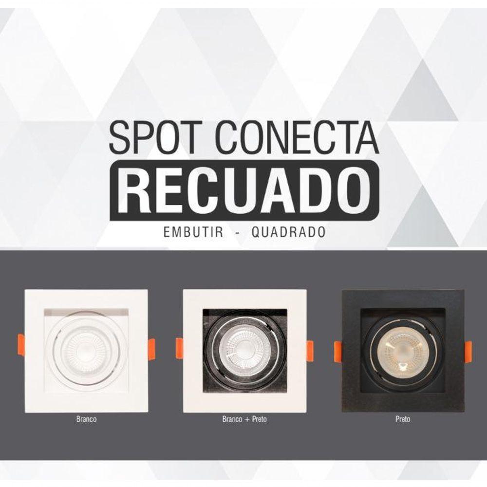 Spot Recuado De Embutir Quadrado Ar 111 Branco Com Preto Taschibra - 3